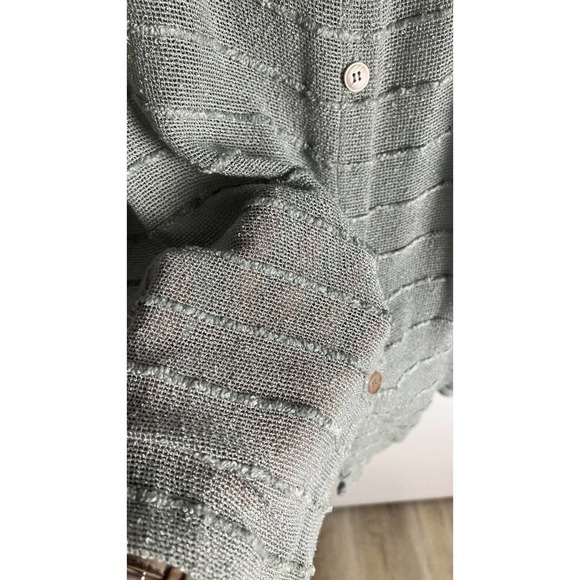 Vintage Staples Womens Rayon Gauzy Button Up Shoulder Pads Blouse‎ Made In USA M - Picture 5 of 12